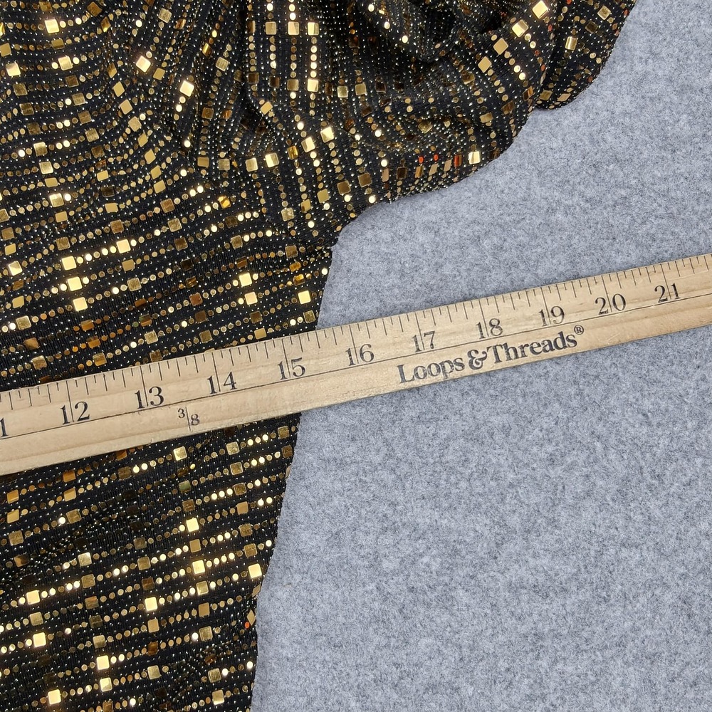 Michael Kors Dress Womens Medium Gold Sequin Fit & Flare V Neck Short $155 New - Picture 9 of 10